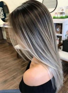 Ash Blonde Highlights On Dark Hair, Blond Cenușiu, Balayage Straight, Balayage Straight Hair, Blonde Highlights On Dark Hair, Black Hair Balayage, Ice Blonde, Summer Balayage