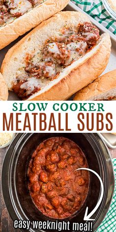 slow cooker meatball subs are easy to make and delicious