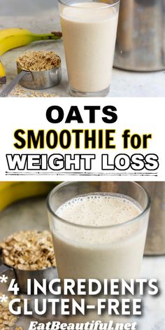 Oatmeal Smoothies Healthy, Oatmeal Shake, Oats Smoothie Recipes, Oats Smoothie, Oatmeal Diet Plan, Oatmeal Diet, Oat Smoothie, High In Fiber, Gluten Free Oats