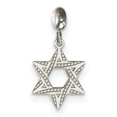 Sterling Silver Rhodium-plated MeMi Star of David Charm, Jewelry, Pendants & Charms, Themed Charms, Religious, Judaica, Material: Primary - Purity:925|Material: Primary:Sterling Silver|Item Weight U/M:gm|Material: Primary - Color:White Color: Metal Type.  Gender: unisex.  Age Group: adult. Jewelry Pendants, Star Of David, Charm Jewelry, Primary Color, Rhodium Plated, Types Of Metal, White Color, Age Group, Color White