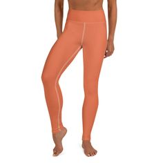 Our Burnt Orange Yoga Leggings are perfect for those spring-summer vibes. Drape yourself in our burnt orange earth tone that grounds and centers. These burnt orange leggings are the perfect choice for your solid color legging collection. Inspired by the different colored clay and earth tones on our magical planet, these leggings are meant to remind us to stay grounded and true to ourselves. Our leggings are super soft, stretchy and the most comfortable yoga leggings you will ever wear. You can wear them to the gym, a night out, yoga, or simply lounge at home. Our elastic waistband ensures your leggings will never fall down even during the most intense workout or complicated yoga pose. Featuring our never see-through, thick fabric, your leggings will be squat proof and split proof.    * 82% Burnt Orange Leggings, Colored Clay, Orange Leggings, Pose Yoga, Womens Leggings, Squat Proof, Intense Workout, Falling Down, Outfits With Leggings