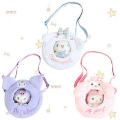 Bag size: about 20 * 20cm Supporting pendant size: about 10cm Animation characters：Cinnamoroll Kuromi My Melody   内里展示 Cinnamoroll Plush, Cinnamoroll Kuromi, Animation Characters, Sanrio Stuff, Kuromi Cinnamoroll, My Melody Kuromi, Toy Bags, My Melody, Sanrio Characters