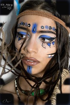 Warrior Princess-Tribal Make-up Festival Makeup Rhinestones, Festival Makeup Tutorial, Festival Makeup Rave, Festival Makeup Glitter, E Ve, Men Tattoos, Theatrical Makeup, Male Makeup