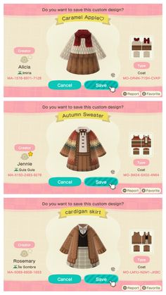 an info sheet showing different types of clothing and how to wear them in the game