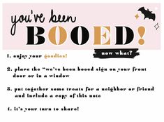 Inspired by last year's Halloween treat menu at Jenny Cookies Bake Shop, we've created these adorable "you've been booed" printables!  Create a fun basket of treats and print out our free printable to surprise a neighbor or co-worker this Halloween season. || JennyCookies.com Jenny Cookies, Boo Sign, Hey Boo, Homemade Halloween, Halloween Treat, Fall Treats, Bake Shop