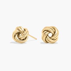 Heartfelt and feminine, these petite love knot stud earrings are intricately crafted from hollow 14k yellow gold links for a classic addition to any look. Knot Stud Earrings, Knot Studs, Knot Earrings, Love Knot, Blue Nile, Metal Earrings, Knot, Jewelry Earrings, Stud Earrings