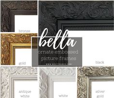 the different styles and sizes of ornate framed pictures with text overlaying them that says,