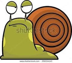 a snail with two eyes on top of it's back and one eye closed