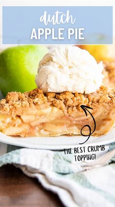 This dutch apple pie is made with a buttery pie crust, filled with sweet spiced apples, and topped with the best buttery crunchy brown sugar crumble topping. It's the best way to have apple pie and it's the best fall dessert! Dutch Apple Pie Recipe, Apple Pie Recipe Homemade, Apple Pie Recipe Easy, Apple Crumble Pie, Diy Dessert, Crumble Pie, Dutch Apple Pie, Dessert Parfait, Best Apple Pie