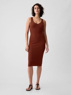 Saw this on Gap: Brown Ribbed V-neck Dress, Summer Ribbed Midi Dress, Summer Ribbed Knee-length Dress, Casual Ribbed Bodycon Sleeveless Dress, Casual Bodycon Ribbed Sleeveless Dress, Sleeveless Ribbed Dresses For Date Night, Summer Ribbed Sleeveless Knee-length Dress, Ribbed Bodycon Sleeveless Dress For Spring, Summer Knee-length Ribbed Sleeveless Dress