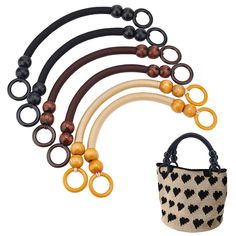 PRICES MAY VARY. 3 Colors Beaded Handles: There are 3 colors of handles: pale goldenrod, coconut brown and black, which are very easy to match your different styles of bags. Round wooden beads add a unique design to these bag straps, make your bags more elegant. Size: The wooden beaded bag handles are about 37cm/14.6 inch long, the beads are 25mm/1 inch in diameter, the rings are 42.5x6mm/1.67x0.24 inch, 28.5mm/1.12 inch in inner diameter, 2pcs per color, 3 colors, 6pcs in total, can meet the ne Macrame Crochet Bag, Crochet Bag Diy, Bead Purse, Bag Macrame, Macrame Crochet, Wood Beads Diy, How To Make Purses, Beg Tangan, Purse Hardware