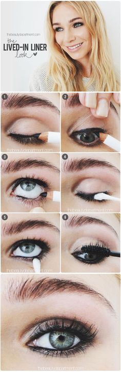 15 Eyeliner Tutorials You Cant Live Without  Heart Over Heels. Eyeliner Tips And Tricks For Beginners.  Looking For Great Gel, Liquid, Winged, Or Pencil Techniques?  We Have Products For Achieving A Natural Look And Some Sweet Tips For Techniques For Glasses.  All Women Must Learn How To Do Step By Step Natural Eyeliner For Bottom And Top Lids. Smudged Eyeliner, The Beauty Department, Eyeliner Tutorial, Rocker Chic, No Eyeliner Makeup