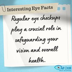 Schedule your eye examination today to safeguard your sight.

#interestingfacts #eyefacts #eyecare #mustknow #eyecheckup #fact #facts #optometry #opticallab #eyes #vision #eyewear #eyeglasses #optometrist #alabamafamilyoptometry #anniston #alabama Eye Examination