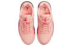 Over the leather upper, the titular pink runs unabated, hurling over the slightly desaturated netting and the brighter, hotter pinks on the lace lock and Jumpman embroidery. SKU: DA8016-806 Release Date: 11 Feb 2022 Color: Arctic Orange/Siren Red-Black Pink Leather Sneakers With Air Cushioning, Air Jordan 5 Retro Low, Womens Air Jordan, Pink Run, Vapour Max Nike, Nike Sacai, Jordan 5 Retro, Womens Air Jordans, Air Jordan 5 Retro