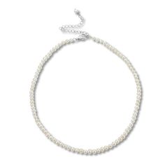 Lustrous freshwater cultured pearls line this chic choker necklace. Adjustable to 16 inches in length, the cable chain secures with a lobster clasp. Necklace Clasps, Pearl Choker Necklace, Accessories Jewelry Necklace, White Necklace, Pearl Types, Freshwater Cultured Pearls, Pearl Choker, Pink Pearl, Pearl Size