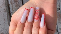 Nail Grunge, Nails Dragon, Coffin Art, Nails Grunge, Nail Coffin, Kylie Nails, Dragon Nails, Red Acrylic Nails, Long Acrylic Nail Designs