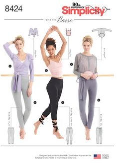 three women's leggings and top sewing pattern