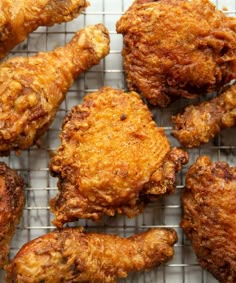 fried chicken on a cooling rack ready to be cooked