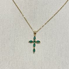 Elegant Green Zircon Gold Cross Necklace, Beautfiul and Elegant Baptism Necklace for Women, Christian Gift Necklace, Emerald Green Cross on Shimmering Gold Chain Perfect for a gift to your lovers, friends and yourself! Item details ✰ Color: gold ✰ 17mm X 30mm Emerald Cross Pendant  ✰ 14K gold plated shimmering chain  ✰ High quality clasp  ✰ You can choose the necklace length 15-19 inches when you check out Cross Necklace Green, Emerald Cross Necklace, Green Cross Necklace, Emerald Cross, Necklace Emerald, Gold Cross Necklace, Gold Cross, Green Necklace, Star Necklace