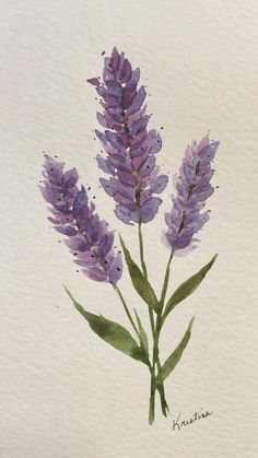 watercolor painting of purple flowers on white paper