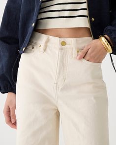 J.Crew: Slim Wide-leg Jean In Ecru For Women Wide Leg Denim, Online Purchase, Denim Women, Leg Jeans, Fashion News, J Crew, Wide Leg, For Women, Clothes