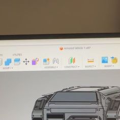 a computer screen with a drawing of a car on it