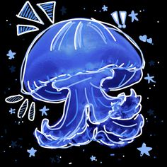 an image of a blue jellyfish on black background