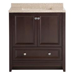 Delridge 31 in. W x 19 in. D Bathroom Vanity in Chocolate with Solid Surface Vanity Top in Caramel - Super Arbor Polished Chrome Cabinet Hardware, 24 Inch Vanity, 30 Inch Vanity, Dark Brown Cabinets, Cultured Marble Vanity Top, Rustic Bathroom Vanities, Vanity Box, Glacier Bay, Marble Vanity Tops