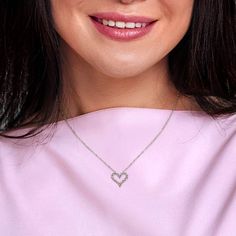 Heart Shaped Diamond Necklace, Heart Shaped Diamond, Gold Heart, Heart Of Gold, Round Cut Diamond, Diamond Necklace, Heart Shapes, White Gold, Necklaces