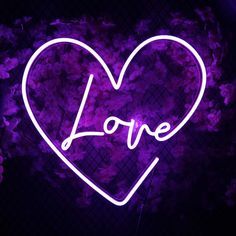 a neon sign that says love in the shape of a heart