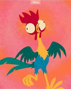 an image of a cartoon character with big eyes and a rooster like bird on it's head