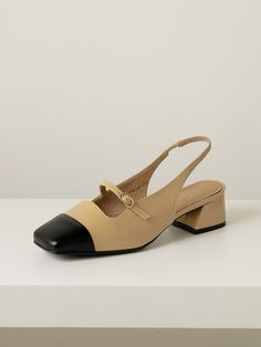 Editor's NotesByeuuns is a shoe brand that expresses the gap between new trends and classics with refined conciseness.- Two-tone combination slingback  - Widening the width of the foot and the instep line with a strap- Wavy lined design- Square shaped toeMeasurements(in.)KR size- Size: KR 225MM (US 5.5) - KR 250MM (US 8)- Heel height: 1.57 in.Composition & Care- Upper: Cowhide, Lining: Pigskin- Avoid direct heat and moisture- The leather may have fine scratches and wrinkles- Professiona Classic Beige Slingback Pumps With Removable Insole, Spring Ankle Strap Slingback Pumps With Rubber Heel Cap, Classic Closed Toe Medium Width Slingback Sandals, Classic Beige Slingback Pumps With Padded Heel, Classic Slingback Sandals With Branded Heel Counter For Summer, Beige Slingback Sandals With Round Toe For Work, Beige Round Toe Slingback Sandals For Work, Classic Open Heel Slingback Sandals For Spring, Classic Ankle Strap Slingback Pumps For Summer