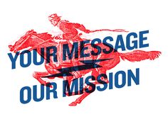 an image of a horse and rider with the words your message our mission on it