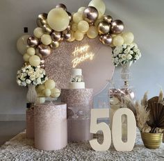 a 50th birthday party with balloons and decorations