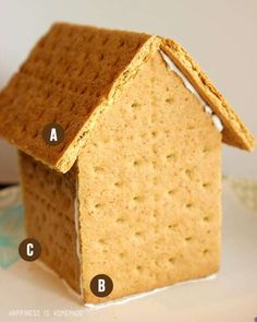 a house made out of crackers on a plate