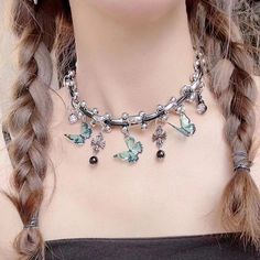 Length: 41-50cm Collar Verde, Cross Applique, Cute Grunge, Grunge Jewelry, Y2k Necklace, Butterfly Decor, Streetwear Grunge, Belt Jewelry, Corsets And Bustiers