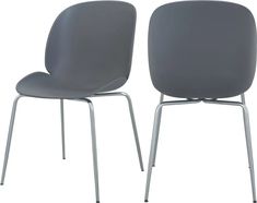 two gray chairs sitting side by side