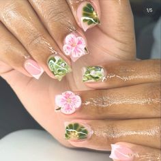 Acrylic Toe Nails, Tropical Nails, Acrylic Nail Set, Diy Acrylic Nails, Fancy Nails Designs, Drip Nails, Baddie Nails, Really Cute Nails