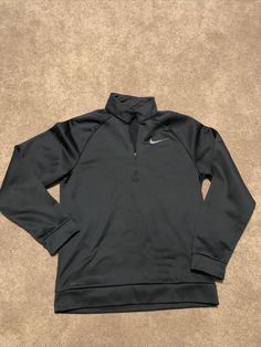 Men Nike Black pullover 1/4 zip fleece lined shirt athletic Dri Fit Long Sleeve. Excellent condition. Smoke free home. Nike Half Zip, Men Nike, Nike Zip Up, Black Pullover, Nike Black, 1/4 Zip, Black Nikes, Dri Fit, Nike Men