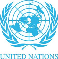 the united nations logo is shown in blue