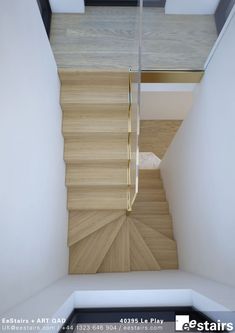 the stairs are made of wood and have metal handrails