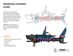 the fishbones assembly guide is shown in this image, with instructions for how to use