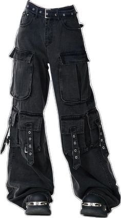 Black Denim Cargo Pants, Clothing Design Sketches, Denim Cargo Pants, Denim Cargo, Black Cargo Pants, Emo Outfits, New Rock, Easy Trendy Outfits, Cool Fits