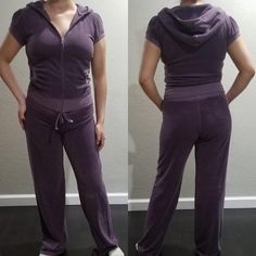 Purple Juicy Couture Tracksuit Terry Matching Set Pants: Medium, No Pockets Approximate " Laying Flat: Waist 15" Back Rise 11" Front Rise 9" Inseam 32" Total Length 39" Zip Up Jacket: Medium, Hoodie, Short Puff Sleeve Approximate " Laying Flat: Pit-Bottom 13" Pit-Pit 17" Model Normally Wears Xs/S And Is 5'4 Matching Set Pants, Purple Juicy Couture, Juicy Couture Tracksuit, Vintage Juicy Couture, Juicy Couture Pants, Pants Y2k, Short Puff Sleeve, Zip Up Jacket, Matching Sets