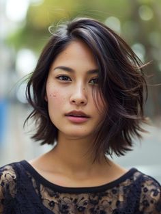 Bob Haircuts for Round Faces: Best Styles for Short, Medium, and Long Hair Soft Dramatic Short Hair, Asian Short Hair Straight, Short Bob Hairstyle Women Round Face, Hair For Asian Women, Asian Women Short Hair, Short Bob Round Face, French Haircuts, Asian Hair Bob, Round Face Bob