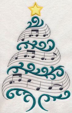 a christmas tree with musical notes on it