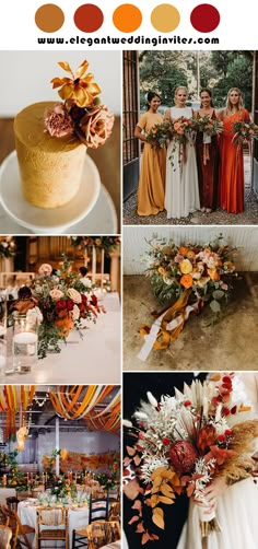 a collage of different wedding colors and flowers