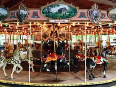 an old fashioned merry go round with horses