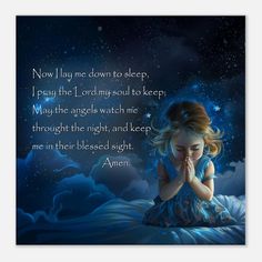 "This Bedtime Prayer wall art features a child's prayer which you can hang in your kid's bedroom, baby room, or nursery.  Ideal for those who cherish spiritual moments and the beauty of a prayerful heart, this piece is more than decor; it's a symbol of hope and protection for your loved ones as they drift into dreamland. Bring this blessing into your home and let it be a beacon of peaceful slumber and angelic watchfulness night after night. More details about the product are below. The printing and shipping services are provided by a reputable global company. This canvas print comes UNFRAMED. ABOUT THE PRODUCT: Statement from the printing company I work with: \"We use responsibly sourced wood for stretcher bars, mainly FSC-certified wood, to make our canvas prints, ensuring a long-lasting Nighttime Prayer, Bed Wall Art, Childrens Prayer, Sweet Sayings, Prays The Lord, Bedtime Prayer, Prayer Wall, Lay Me Down, Good Night Prayer