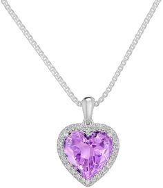 Heart Cut Amethyst Necklaces For Anniversary, Heart Cut Amethyst Necklace For Anniversary, Amethyst Heart Cut Necklace For Anniversary, Elegant Heart-shaped Amethyst Necklace, Formal Purple Heart Pendant Necklace, Valentine's Day Purple Diamond Jewelry, Purple Heart Pendant Necklace For Formal Occasions, Formal Purple Necklace For Valentine's Day, Elegant Amethyst Necklaces For Valentine's Day